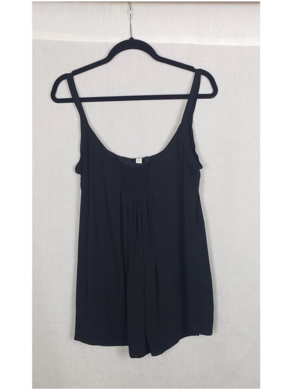 Eileen Fisher Tank Top Womens S Black 100% Silk Sleeveless‎ Pleat Smocked Blouse